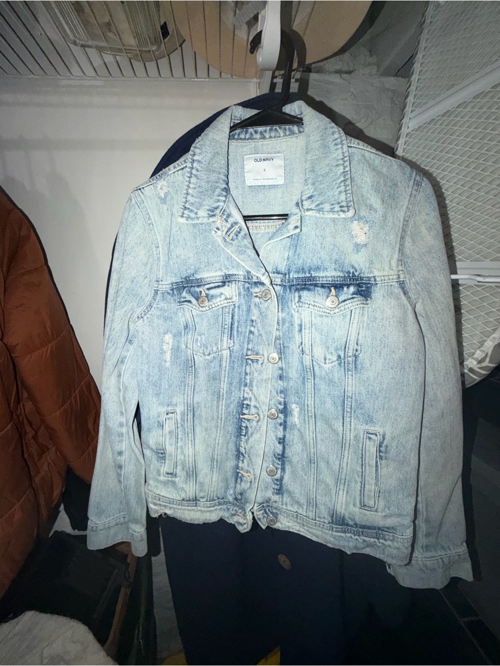 Old Navy Distressed Light Wash Denim Jacket - Pale Blue